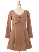 フェイクレイヤードワンピース/ベージュ