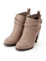 ベルト付ショートブーツ/グレー