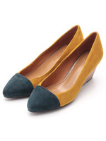 楽ちんウェッジソールパンプス/マスタードスエード