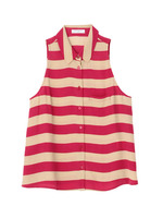 EQUIPMENT ボーダーノースリーブシャツ/レッド系(362)