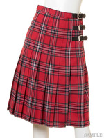 TURTAN CHECK PLEATS SKIRT/RED×GREEN