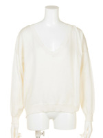 VネックドルマンシルクニットTOPS/アイスブルー
