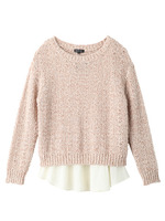 [L]タンクインナーつきニットプルオーバー/ベージュ系(454)