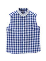 ギンガムチェックノースリーブブラウス/ブルー系(292)