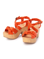 クロスデザインウエッジソールサンダル/ブルー系(023)