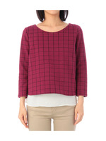 グラフチェック裾シフォンプルオーバー/レッド系(264)