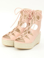 ジュート編み上げサンダル/ホワイト