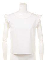 セットアップ袖フリルTOP/WHT