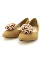 フラワーコサージュ付きパンプス/ベージュ系(051)