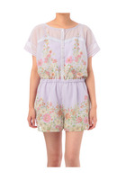 フラワープリントコンビネゾン/パープル系(181)