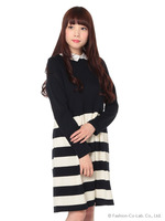 ボーダードッキングワンピース/Navy