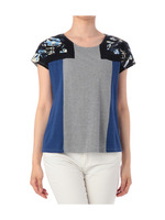 異素材切り替えプルオーバー/ネイビー系(190)