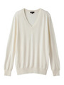 [L]シルクカシミヤ混Vネックプルオーバー/ホワイト(002)