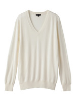 [L]シルクカシミヤ混Vネックプルオーバー/ホワイト(002)