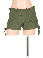 【Beach Queen】布帛シャーリングパンツ/ブラック