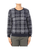 チェック柄リブ切り替えカットソー/ネイビー系(293)