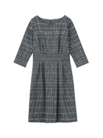 ブラスチェックタックワンピース/グレー系(113)