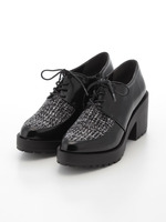 ラバーソールレースアップ厚底マニッシュシューズ/ブラックコンビ