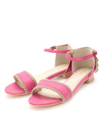 異素材切り替えバイカラーフラットサンダル/ピンク系(071)