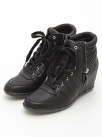 【Funny show】ファスナーデザイン ヒールアップスニーカー/ベージュスウェード