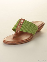 【ITALIAN SHOEMAKERS】エラスティックローヒールトングサンダル/ナチュラル