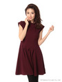 アシンメトリータックフレアワンピース/ボルドー