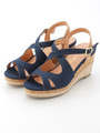 クロスストラップウエッジサンダル/NV/デニム