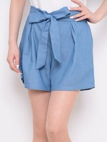 デニム前結びショートパンツ/サックス
