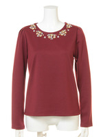 トパーズビジュー長袖TOPS/ボルドー