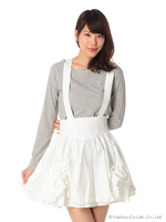 サスペンダー付スカート/ホワイト