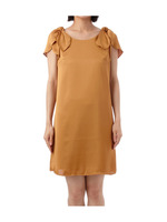 ショルダーリボン付きサックワンピース/イエロー系(032)