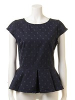 ドットバックリボンぺプラムブラウス/ドット