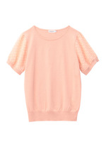 ビジュー使いリボンデザイン切り替えニット/ベビーピンク(071)