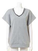 ボーダー柄タンク＋裏毛ワイド袖TシャツSET/ホワイト