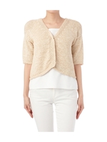 リボン編み込みミニ丈カーディガン/オレンジ系(167)