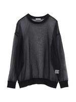 EMMA COOK オーガンジーリブ切り替えブラウス/ブラック(019)