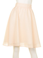 【Agneau7】シアーチェックフレアスカート/ピンク