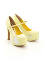 アシンメトリーハートパンプス/イエロー