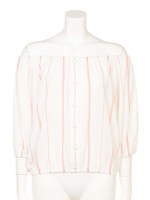 オフショルストライプTOPS/ベビーピンク