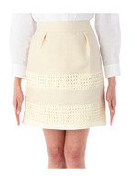 カットワークレース切り替えスカート/オフホワイト(404)