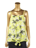 シフォンヤシ柄TOPS/YELLOW