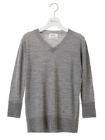 ピュアウール100Vネックプルオーバー/NVY