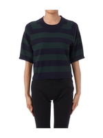 ボーダーショート丈プルオーバーニット/ブラック(319)