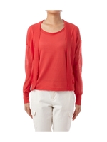 ボレロ調ニットカーディガン+クルーニットSET/オレンジ系(060)