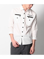 ロゴ刺しゅう七分袖シャツ/オフホワイト(003)