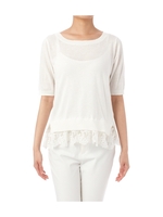 裾スカラップレース付きニット/ホワイト(003)