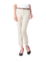 綿麻Wストライプベルト付パンツ/オフホワイト(303)