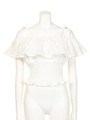 【Chille anap】コットンレース肩リボンTOP/WH