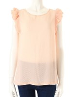 【ECURY】袖フリルジャガードブラウス/ベビーピンク