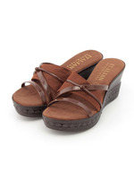 【ITALIAN SHOEMAKERS】エラスティック クロスベルトサンダル/ブラウン